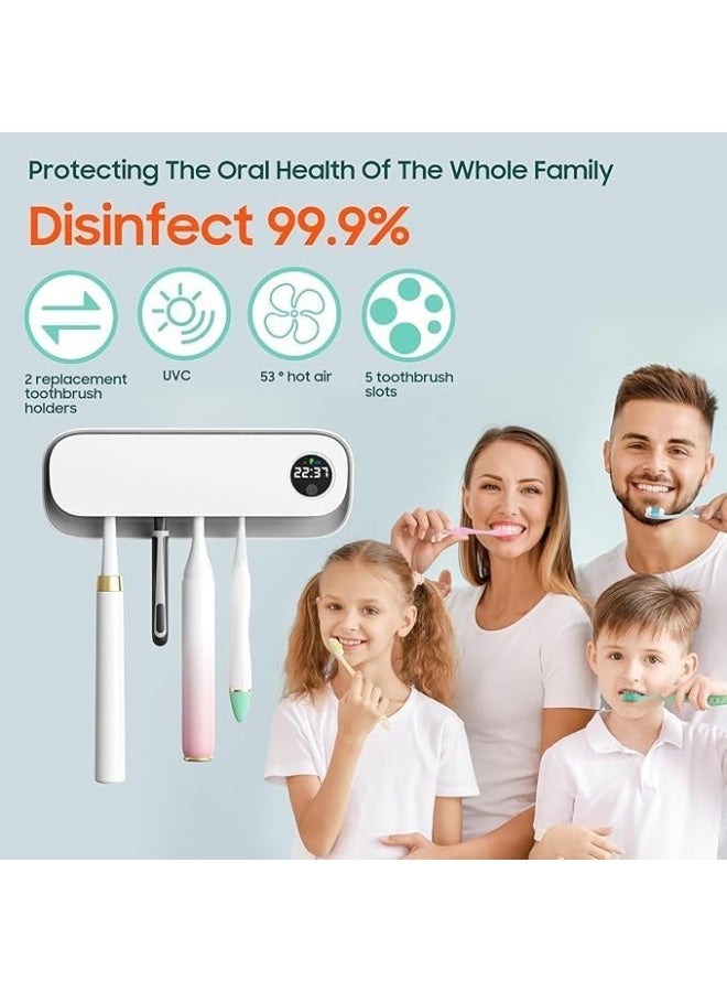 بلو فاير 📦 معقم وفرشاة الأسنان الذكي بالأشعة فوق البنفسجية مع شاشة LED، وحامل جداري قابل للشحن لتنظيم فرش الأسنان في الحمام – تعقيم وتجفيف تلقائي بالهواء | محطة تعقيم عائلية للأسنان بتصميم أنيق وصحي (أبيض، 4 فتحات، حجم مدمج 22.8 سم) - Image 4