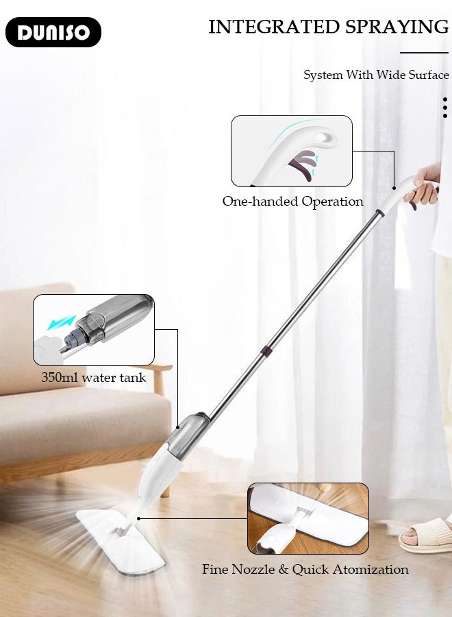 DUNISO Microfiber Spray Mop with 3 Reusable Pads and 350ML Refillable Bottle, Water Spray Mop with Sprayer, 360 Degree Spin Mop Suitable for Hardwood, Marble, Tile, Laminate, or Ceramic Floors - Image 5