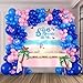 kozee Blue and Pink Balloon Garland Arch Kit with Coconut Tree foil balloons ohana Backdrop Hibiscus Flower Paper Card for Summer Hawaii gender reveal Baby shower Hawaii cartoon birthday party decorations - Image 3