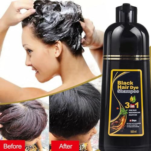 ZemGlam Herbal 3 in 1 Hair Dye Instant Black Hair Shampoo for Women & Men 500ML - Image 2