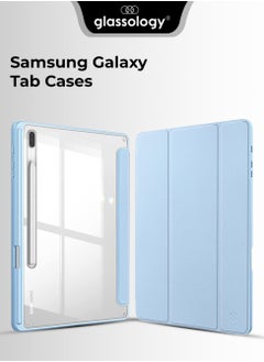 glassology Hybrid Slim Case for Samsung Galaxy Tab A8 10.5 Inch 2022 Clear Transparent Back Shell Auto Wake/Sleep with Screen Protector (Blue)  - Image 1