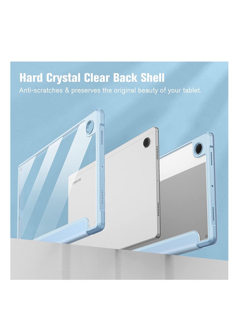 glassology - Hybrid Slim Case for Samsung Galaxy Tab A8 10.5 Inch 2022 Clear Transparent Back Shell Auto Wake/Sleep with Screen Protector (Blue) - Image 1
