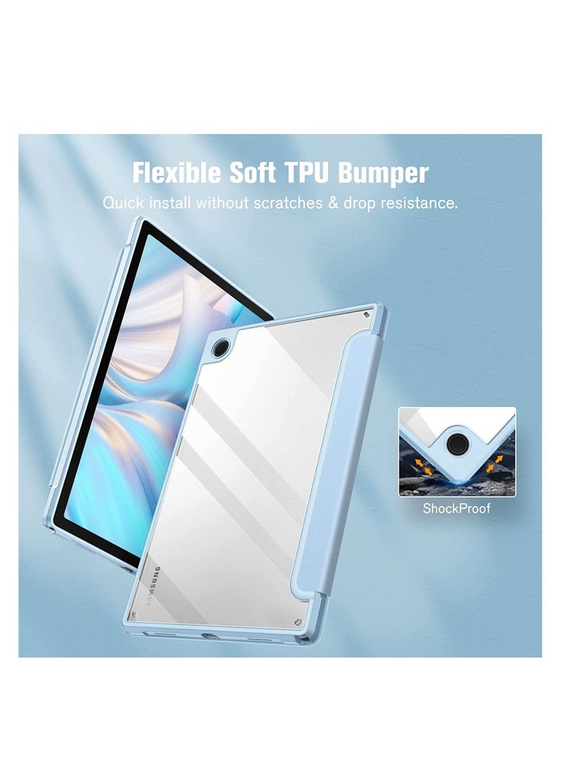 glassology - Hybrid Slim Case for Samsung Galaxy Tab A8 10.5 Inch 2022 Clear Transparent Back Shell Auto Wake/Sleep with Screen Protector (Blue) - Image 1
