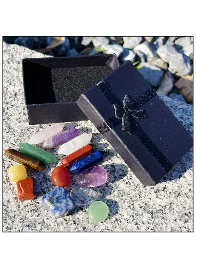 GIFT Crystal Gifts, Premium Healing Crystals - 7 Chakra Set Tumbled Stones, 7 Chakra Stone Set Meditation Stone Yoga Amulet With Gift,Double Pointed Stone Tiger Eye Amethyst Powder Crystal Handicraft - Image 5