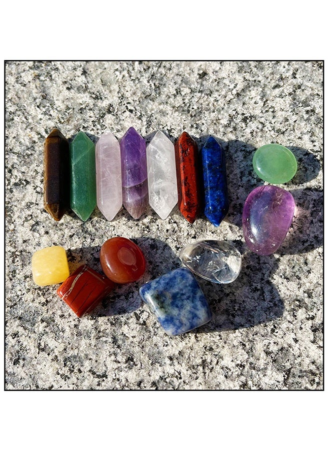 GIFT Crystal Gifts, Premium Healing Crystals - 7 Chakra Set Tumbled Stones, 7 Chakra Stone Set Meditation Stone Yoga Amulet With Gift,Double Pointed Stone Tiger Eye Amethyst Powder Crystal Handicraft - Image 4