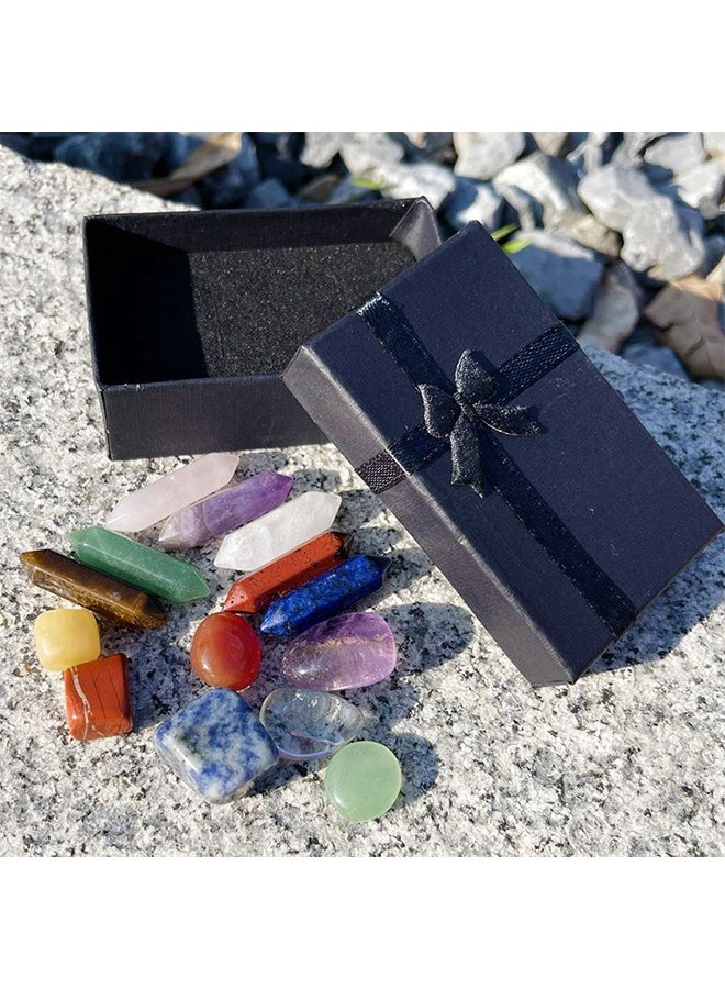 GIFT Crystal Gifts, Premium Healing Crystals - 7 Chakra Set Tumbled Stones, 7 Chakra Stone Set Meditation Stone Yoga Amulet With Gift,Double Pointed Stone Tiger Eye Amethyst Powder Crystal Handicraft - Image 3