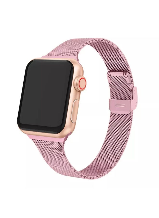 Generic - Watch 8/7/se/6/5/4321 Milanese Buckle Small Waist Steel Strap Watch Band Compatible All Models-Color:42/44/45/46/49mm Blue - Image 1