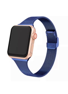 Watch 8/7/se/6/5/4321 Milanese Buckle Small Waist Steel Strap Watch Band Compatible All Models-Color:42/44/45/46/49mm Blue