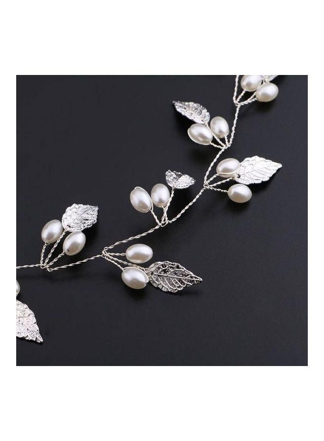 NIBEMINENT Luxury Headbands Hair Jewelry Pearl Crystal Leaf Bride Tiaras Headpiece Golden - Image 5