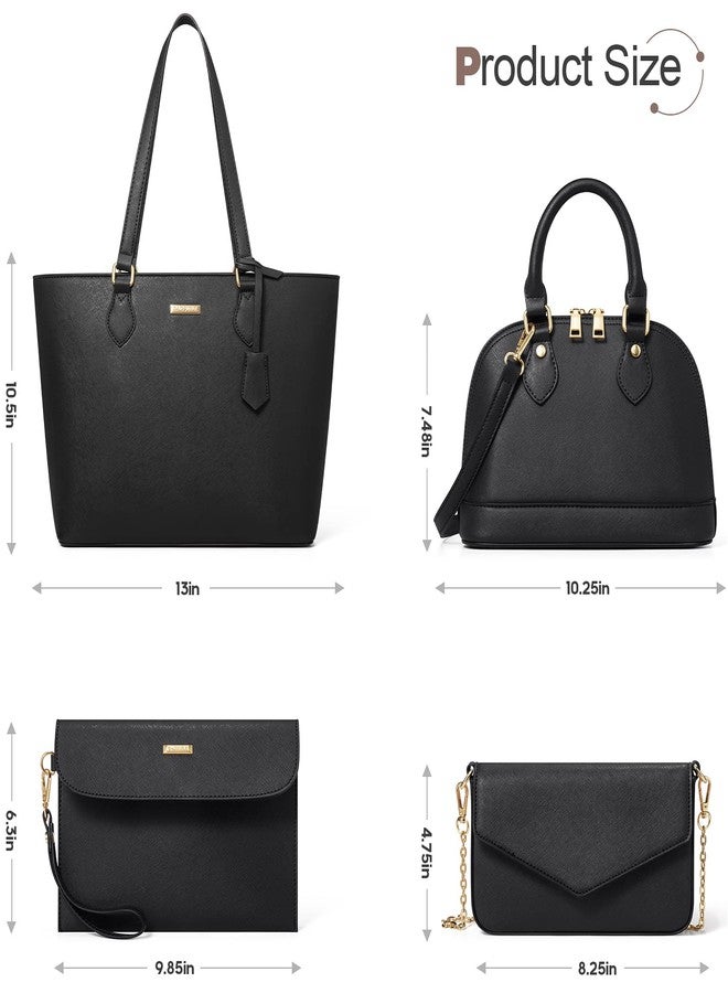Bagsure مجموعة حقائب يد نسائية أنيقة مكونة من 4 قطع، تشمل حقائب كتف وحقائب حمل عادية وحقائب كروس، هدية مثالية للسيدات والفتيات، طقم حقائب يد نسائية - Image 5