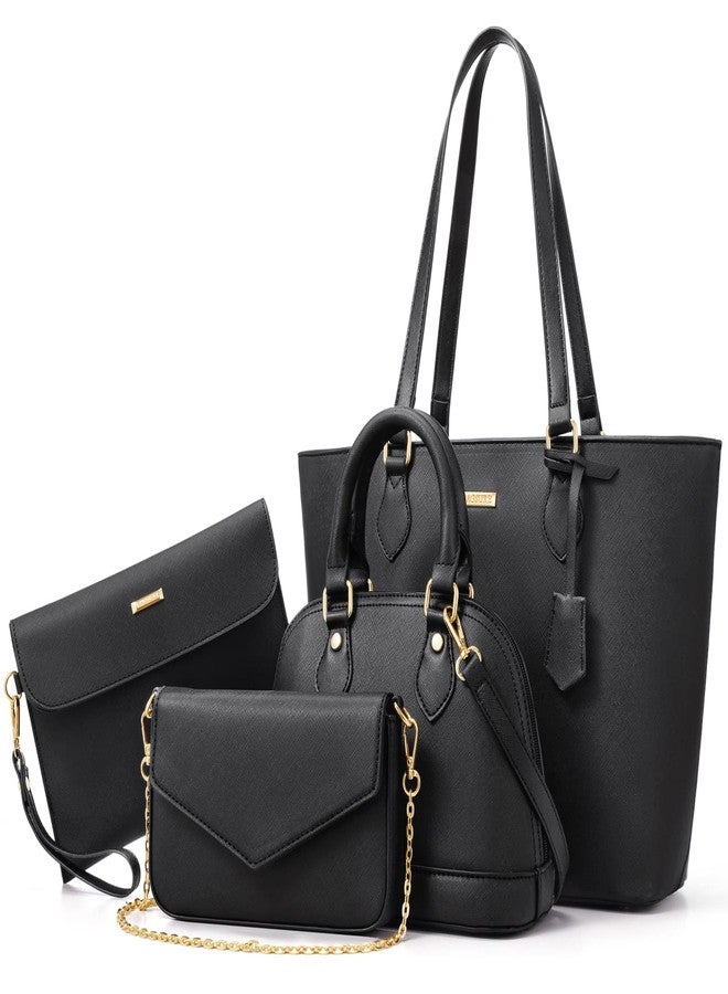 Bagsure مجموعة حقائب يد نسائية أنيقة مكونة من 4 قطع، تشمل حقائب كتف وحقائب حمل عادية وحقائب كروس، هدية مثالية للسيدات والفتيات، طقم حقائب يد نسائية - Image 1