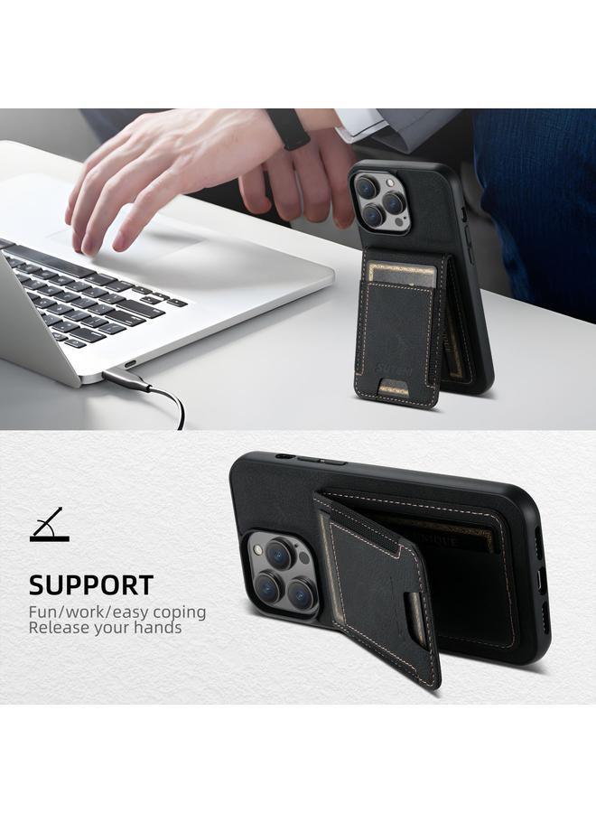 Suteni Case For iPhone 16 Pro Max H03 Litchi Leather Card Bag Stand Back Phone Case - Image 2