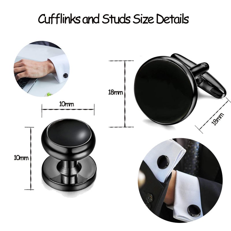 ORAZIO Cuff Links Mens Stainless Steel Cuff Links and Studs Set Gold Black Cufflinks for Men Tuxedo Studs Buttons for Formal Kit Business or Wedding Shirts - Image 3