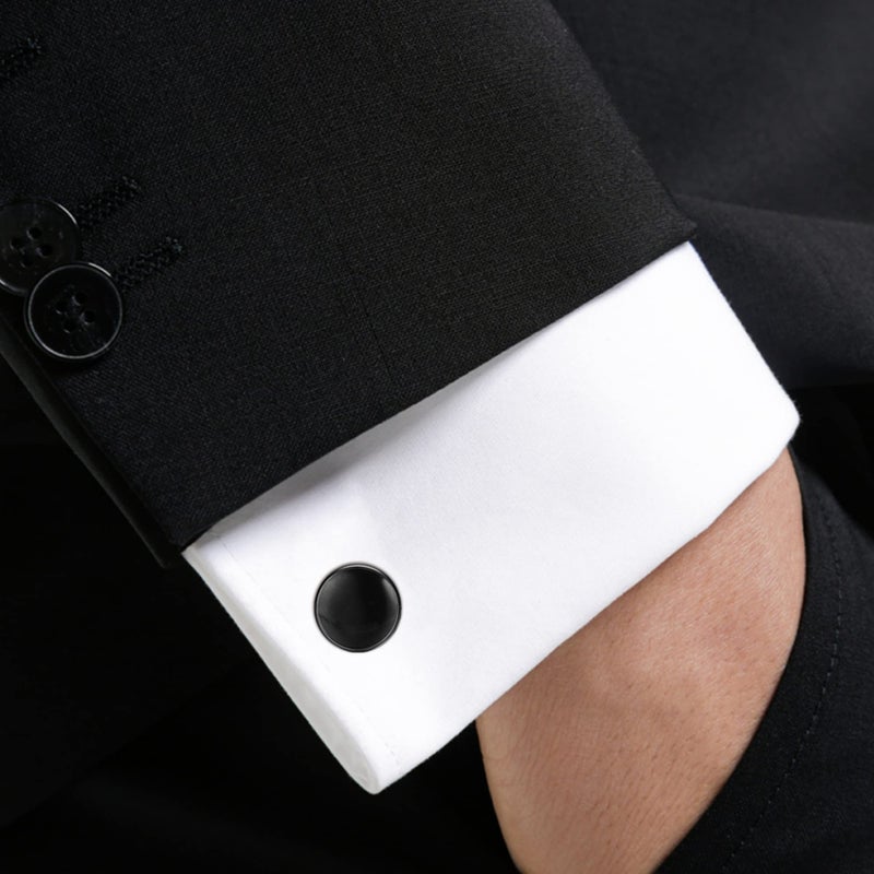 ORAZIO Cuff Links Mens Stainless Steel Cuff Links and Studs Set Gold Black Cufflinks for Men Tuxedo Studs Buttons for Formal Kit Business or Wedding Shirts - Image 5
