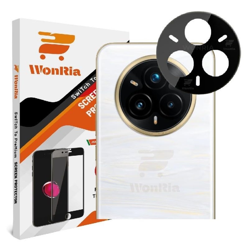 WonRia ® Pack 1- Back Camera Lens Protector for Realme 14 Pro | Realme 14 Pro+ Plus 5G Camera Glass Protector Guard [3D Premium] - Black - Image 1