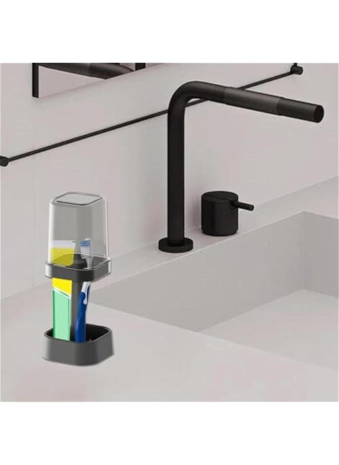 Generic - Toothbrush Holder Center | Toothbrush Holder Cup | Stainless Toothbrush Holder | Covered Toothbrush Stand, Bathroom Toothbrush Holder Cup, Toothbrush Storage Lid, Toothbrush Holder Sink - Image 1