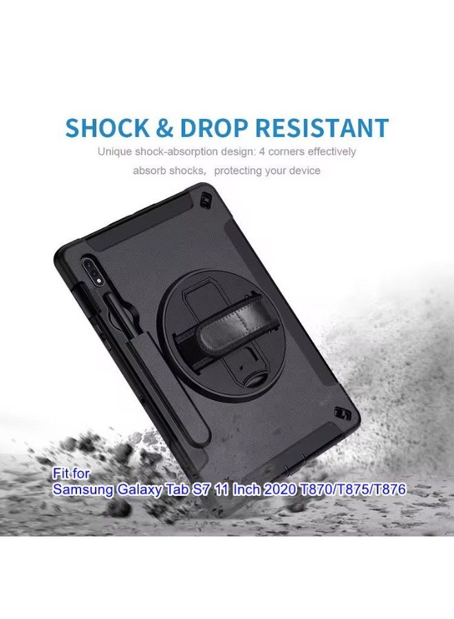Cat - Cot cat-cot  360 rotation three layers protection with shoulder strap for Samsung Galaxy Tab S7 11 Inch 2020 T870/T875/T876 BLACK - Image 4
