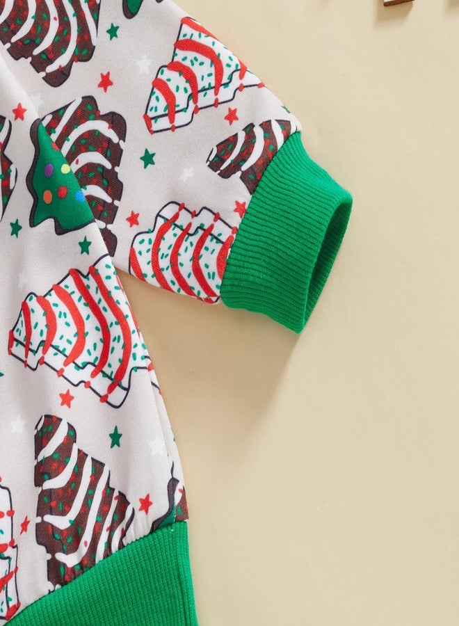 wybzd Christmas Outfit Baby Boy Girl Oversize Crewneck Sweatshirt Elastic Pants Set Toddler Infant Xmas Shirt Clothes (Green Christmas Tree, 2-3T) - Image 3