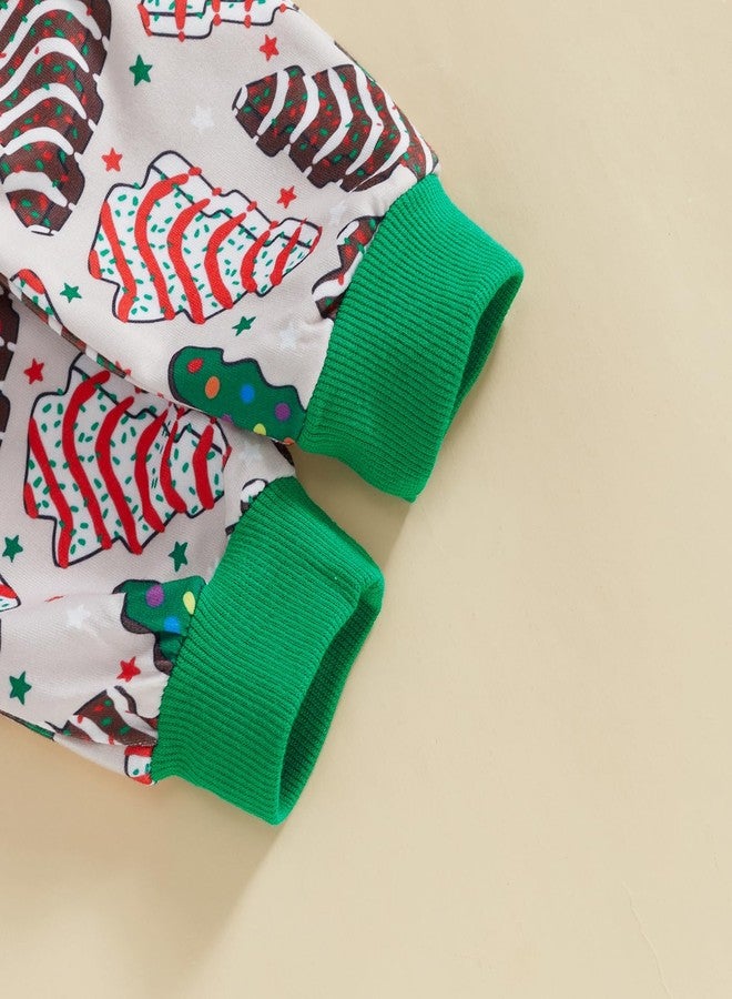 wybzd Christmas Outfit Baby Boy Girl Oversize Crewneck Sweatshirt Elastic Pants Set Toddler Infant Xmas Shirt Clothes (Green Christmas Tree, 2-3T) - Image 5
