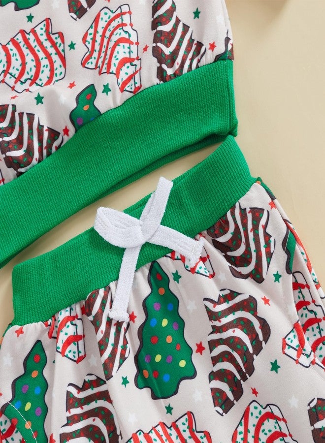 wybzd Christmas Outfit Baby Boy Girl Oversize Crewneck Sweatshirt Elastic Pants Set Toddler Infant Xmas Shirt Clothes (Green Christmas Tree, 2-3T) - Image 4