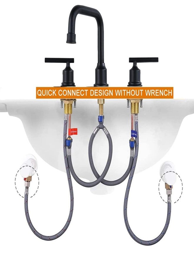 Weirun Replacement Part Quick Connect Hose for Bathtub Tub Filler Bathroom 3 Hole Sink Basin Vanity Widespread Double Handle Faucet Water Faucet Lock Faucet Supply Lines,Black - Image 3