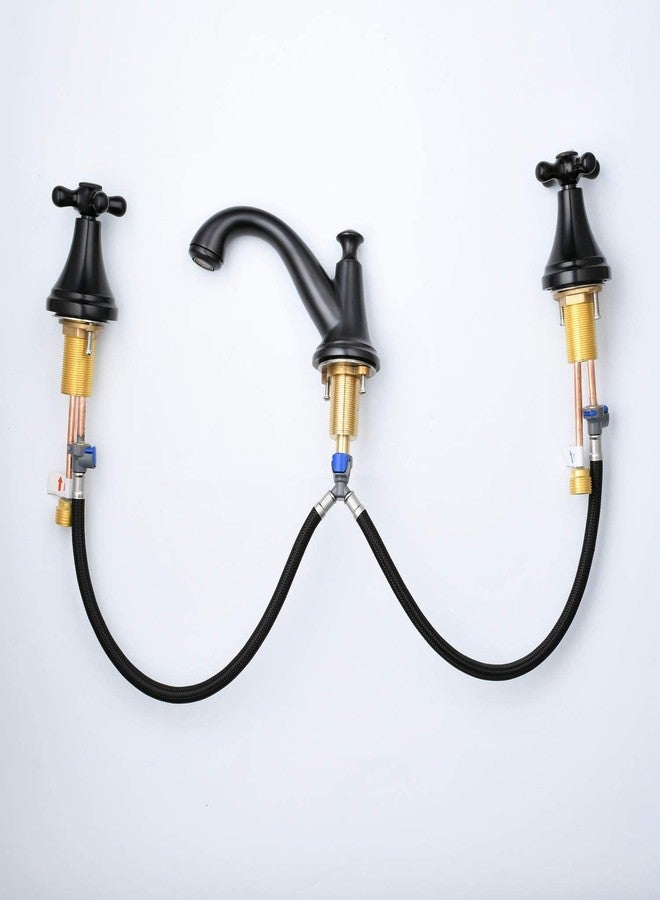 Weirun Replacement Part Quick Connect Hose for Bathtub Tub Filler Bathroom 3 Hole Sink Basin Vanity Widespread Double Handle Faucet Water Faucet Lock Faucet Supply Lines,Black - Image 4