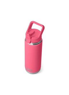 YETI Rambler 26 Oz Bottle, Vacuum Insulated, Stainless Steel With Color Matching Straw Cap, Tropical Pink  - Image 1