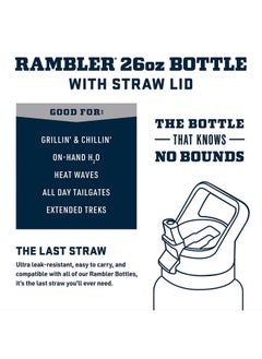 YETI Rambler 26 Oz Bottle, Vacuum Insulated, Stainless Steel With Color Matching Straw Cap, Tropical Pink  - Image 2