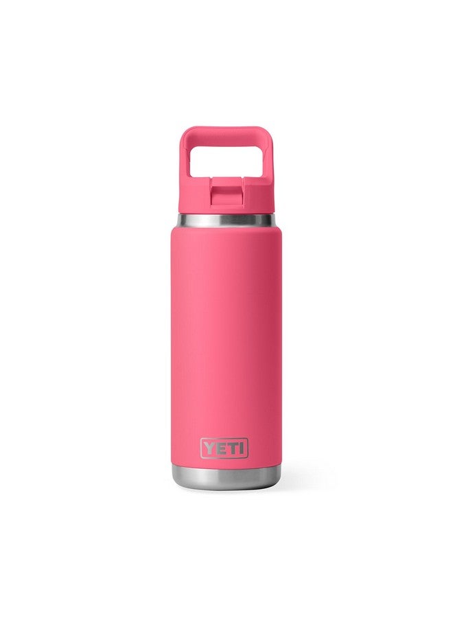 YETI Rambler 26 Oz Bottle, Vacuum Insulated, Stainless Steel With Color Matching Straw Cap, Tropical Pink - Image 3