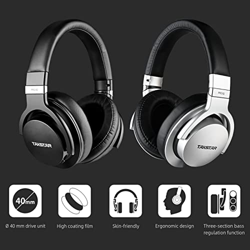 TAKSTAR Over-Ear Monitor Headphones, 40mm NdFeB Driver, 3 Level Bass Adjust, Soft Headband, Comfort Ear Pads, HiFi Stereo Dynamic Studio Noise Cancelling Headsets for Recording Monitoring Music - Image 2
