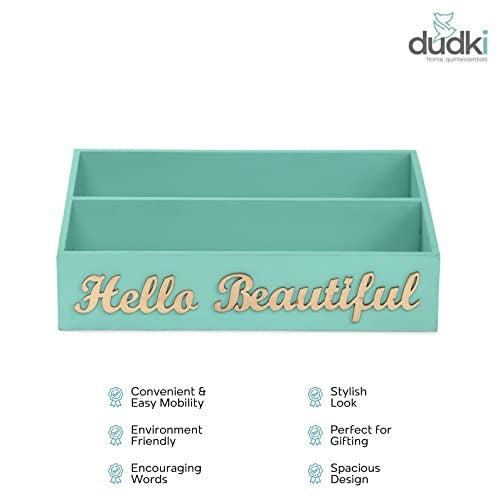 Dudki Makeup Organizer | Jewelry Case | Makeup Brush Organizer for Dressing Table | Cosmetic Box | Makeup Storage and display Tray box |Shelf | Gift for Karwa Chauth Diwali (Aqua) - Image 4