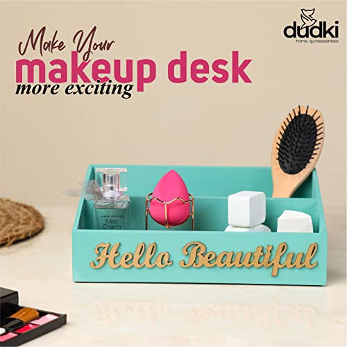 Dudki Makeup Organizer | Jewelry Case | Makeup Brush Organizer for Dressing Table | Cosmetic Box | Makeup Storage and display Tray box |Shelf | Gift for Karwa Chauth Diwali (Aqua) - Image 2
