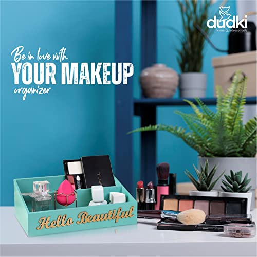 Dudki Makeup Organizer | Jewelry Case | Makeup Brush Organizer for Dressing Table | Cosmetic Box | Makeup Storage and display Tray box |Shelf | Gift for Karwa Chauth Diwali (Aqua) - Image 5