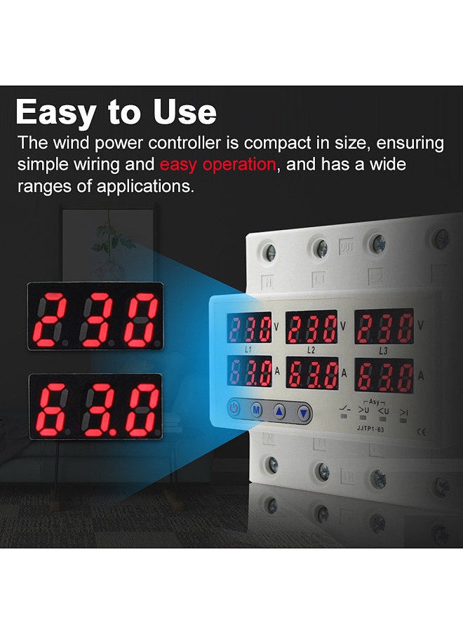 Generic - LCD Display Self-reset Protector Overvoltage Undervoltage Current Limiting Circuit Breaker Phase Lost Zeroloss Phase Sequence Voltage Unbalance Protector Overload Automatic Power Off Reclosure Switch - Image 1