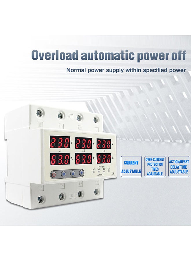 Generic - LCD Display Self-reset Protector Overvoltage Undervoltage Current Limiting Circuit Breaker Phase Lost Zeroloss Phase Sequence Voltage Unbalance Protector Overload Automatic Power Off Reclosure Switch - Image 1