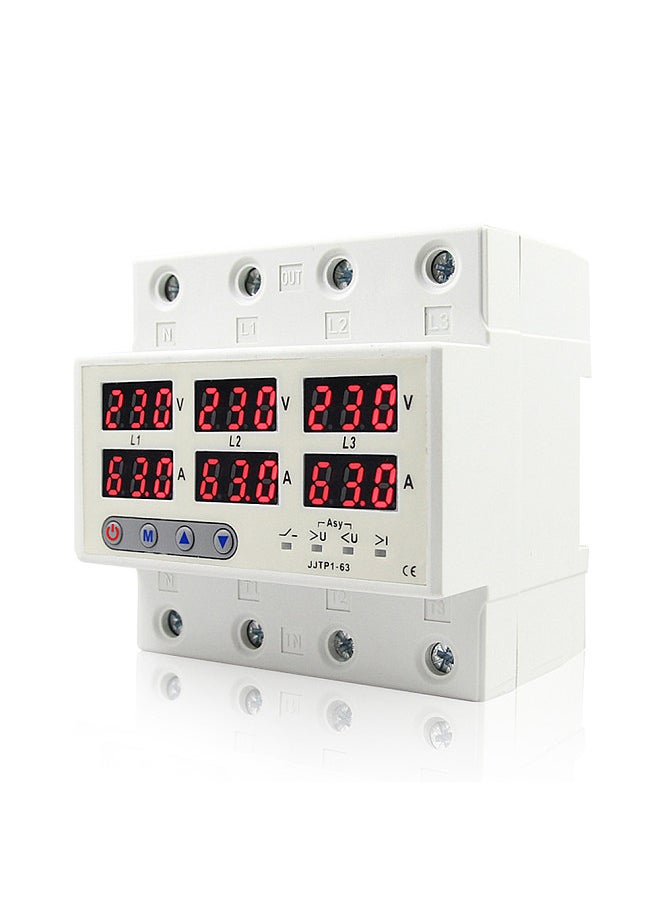 Generic - LCD Display Self-reset Protector Overvoltage Undervoltage Current Limiting Circuit Breaker Phase Lost Zeroloss Phase Sequence Voltage Unbalance Protector Overload Automatic Power Off Reclosure Switch - Image 1