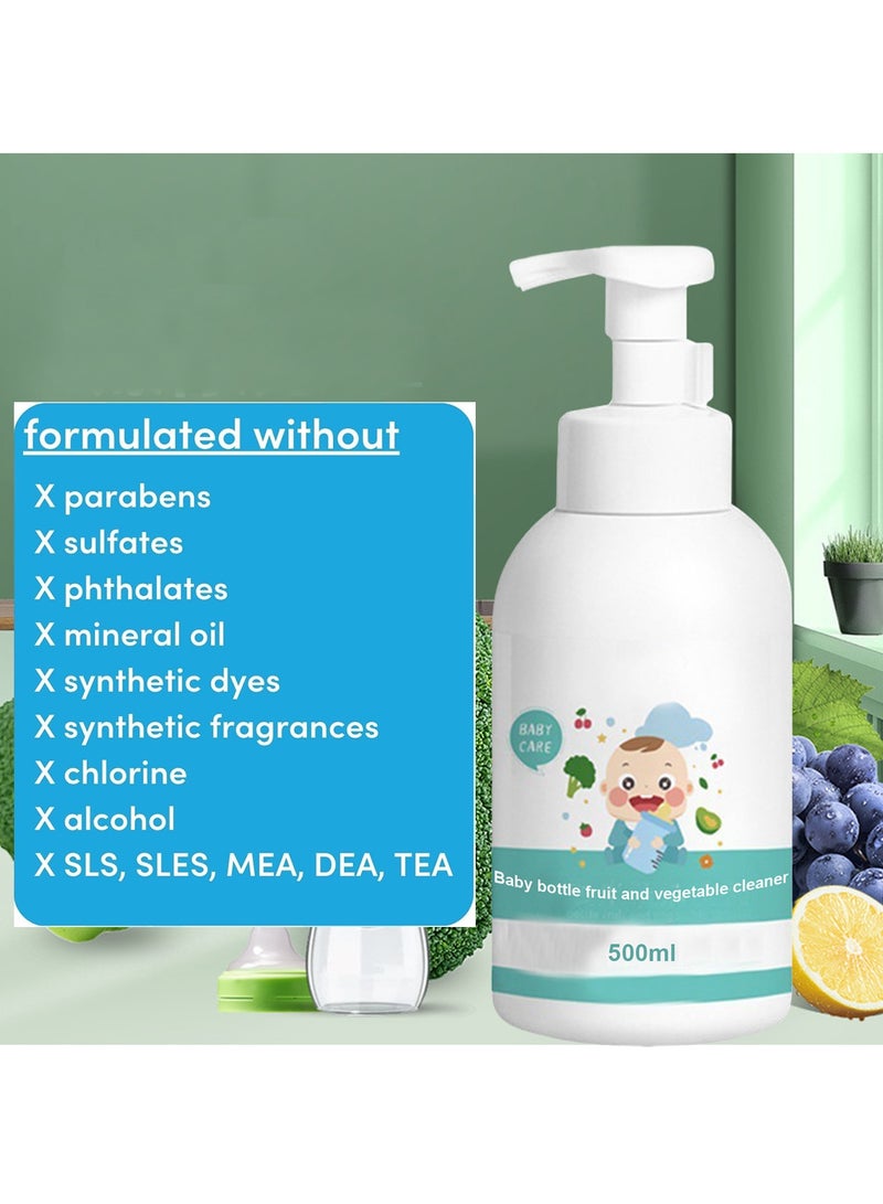 روعة 500 مل منظف زجاجات الطفل منظف لعبة صابون رغوة فورية منظف زجاجات تغذية الطفل صابون منخفض الحساسية آمن للطفل سهل التنظيف - Image 5