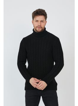Cool Tarz Cool Style Black Men's Knitted Patterned Turtleneck Knitwear SWEATER-TRZ8146R07M  - Image 1