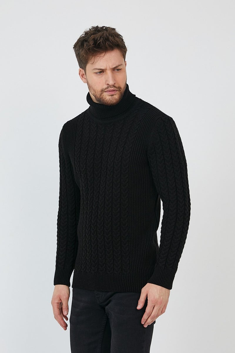 Cool Tarz Cool Style Black Men's Knitted Patterned Turtleneck Knitwear SWEATER-TRZ8146R07M  - Image 4