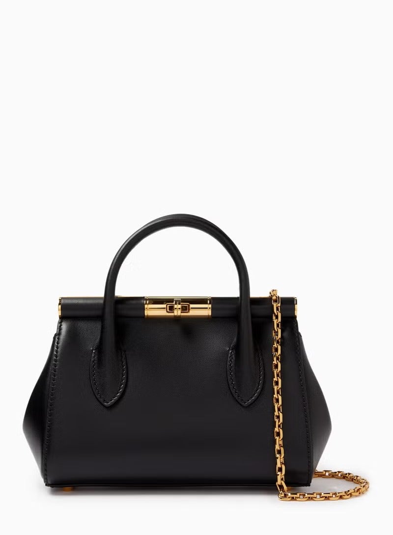 دي آند جي حقيبة دولتشي آند غابانا مارلين بمقبض علوي، حقيبة توت نسائية، حقيبة يد نسائية، حقيبة كتف نسائية، حقيبة كروس نسائية، حقيبة سفر نسائية، أسود - 24 سم - Image 1