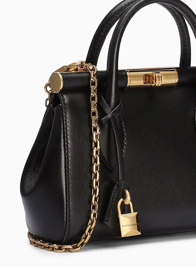 D&G Dolce & Gabbana Marlene Top-handle Bag, Women's Tote Bag, Women's Hand Bag, Women's Shoulder Bag, Women's Cross Body Bag, Women's Travel Bag, Black-24cm - Image 5