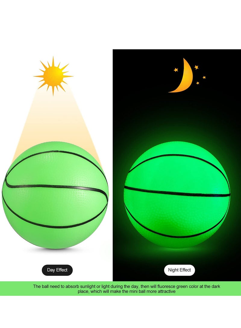 SYOSI Glow in the Dark Mini Basketball, 4 Pcs Inflatable Indoor Outdoor Small Basketball Toy Mini Cute Bouncy Ball for Kids, with Pump, 5 inches - Image 2