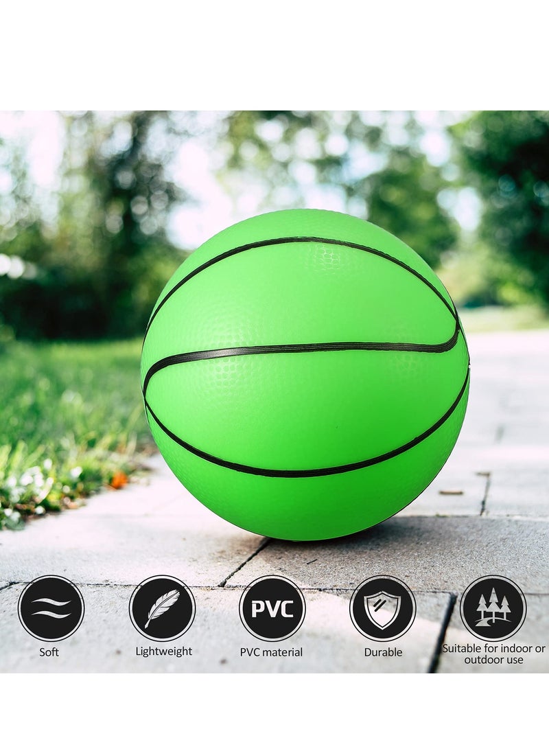 SYOSI Glow in the Dark Mini Basketball, 4 Pcs Inflatable Indoor Outdoor Small Basketball Toy Mini Cute Bouncy Ball for Kids, with Pump, 5 inches - Image 3