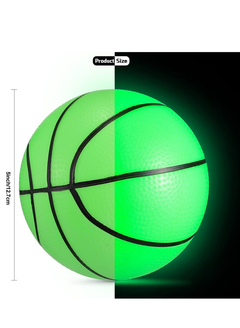 SYOSI Glow in the Dark Mini Basketball, 4 Pcs Inflatable Indoor Outdoor Small Basketball Toy Mini Cute Bouncy Ball for Kids, with Pump, 5 inches - Image 4