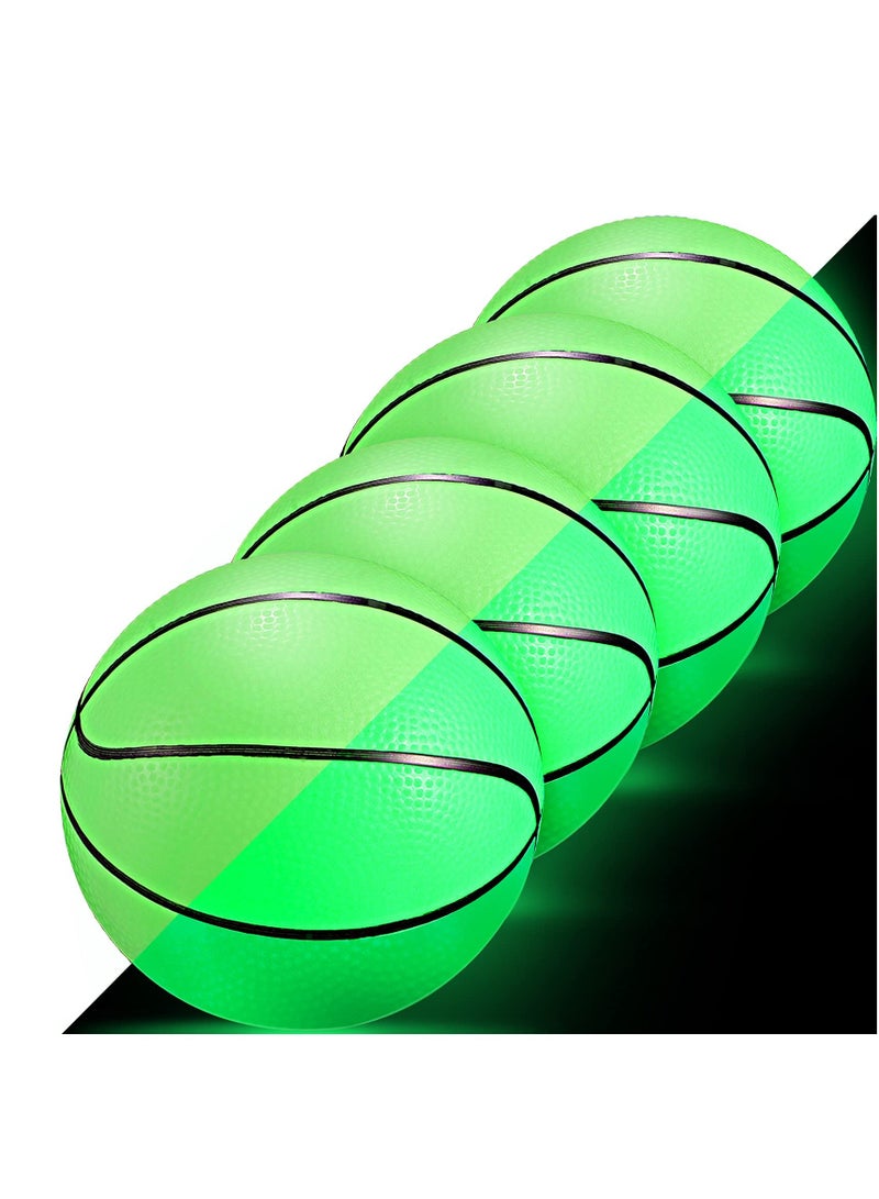 SYOSI Glow in the Dark Mini Basketball, 4 Pcs Inflatable Indoor Outdoor Small Basketball Toy Mini Cute Bouncy Ball for Kids, with Pump, 5 inches - Image 1