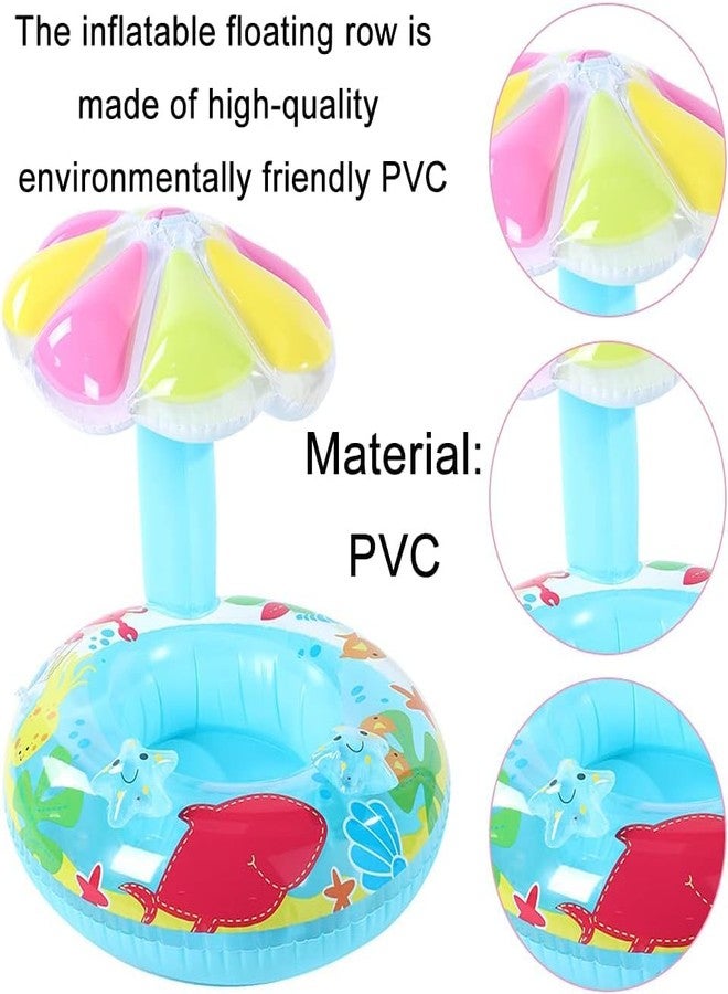 Delzon مسبح ديلزون القابل للنفخ للأطفال مع مظلة شمسية | مسبح مائي للأطفال للاستخدام الداخلي والخارجي | مصنوع من مادة PVC سميكة | تصميم كرتوني ملون | مسبح صغير سهل النفخ - Image 5
