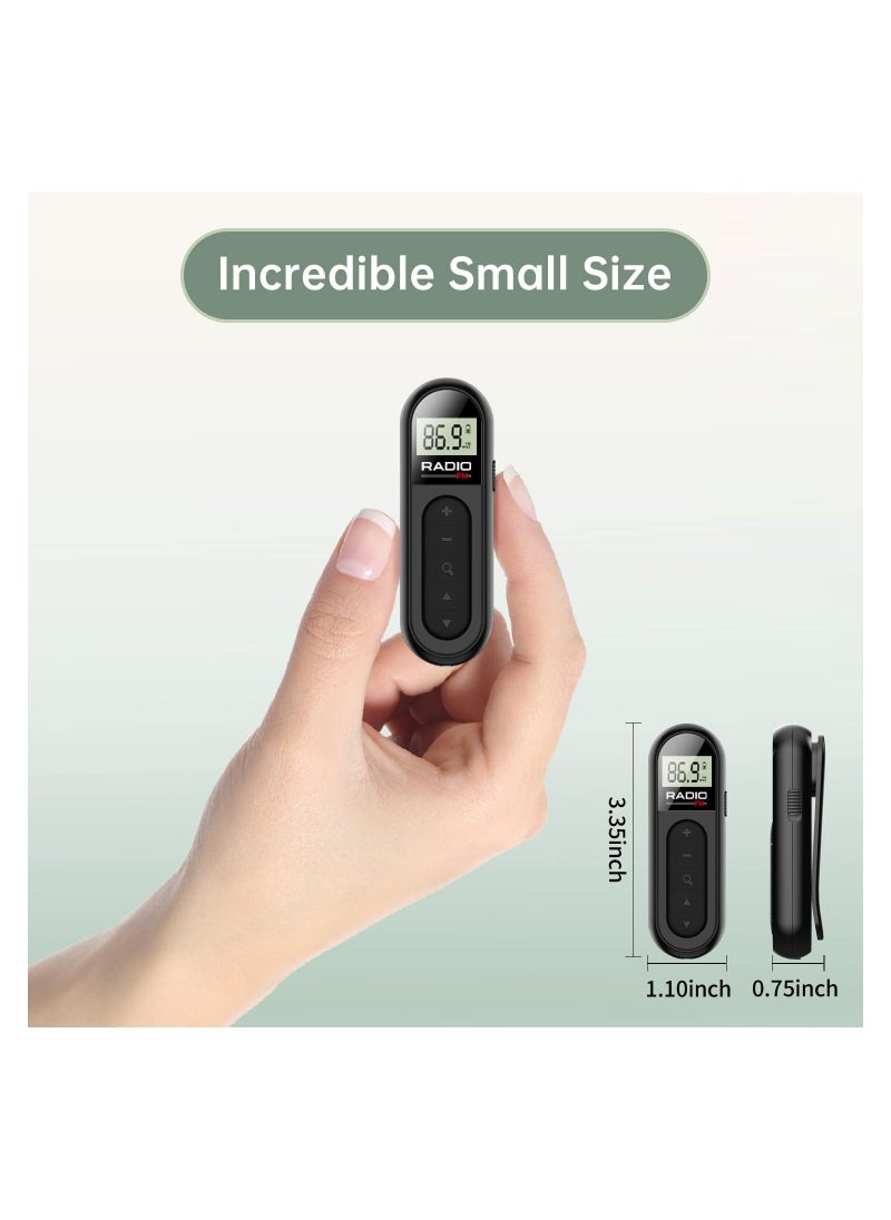 FM Walkman Radio, 300mAh Rechargeable Portable Pocket Transistor Radio with Best Reception, LCD Digital Tuning with Backlight,