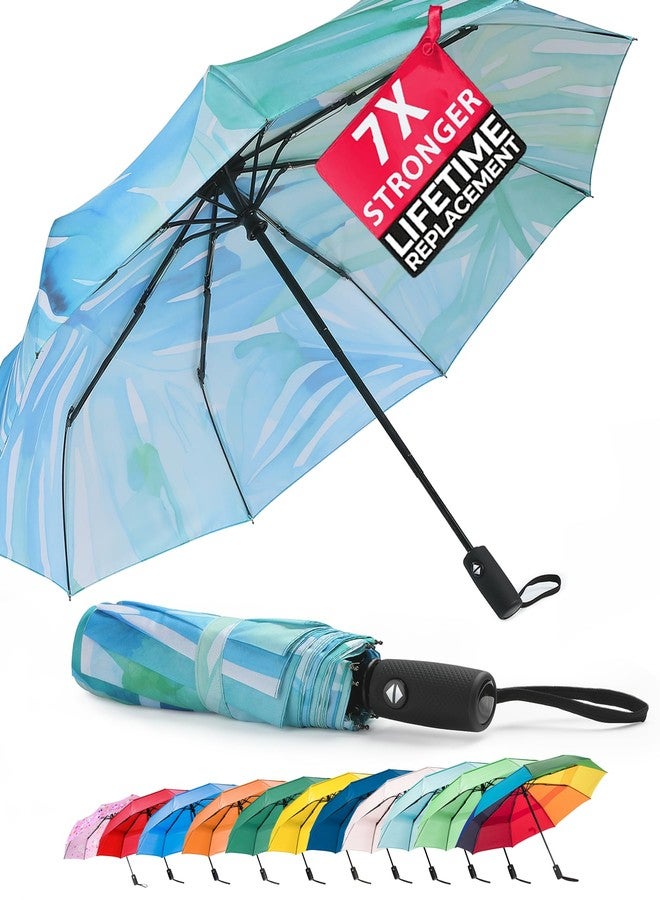 Mr. Pen Blue Monstera Automatic Windproof Travel Umbrella, Compact, Rain Umbrella - Image 1