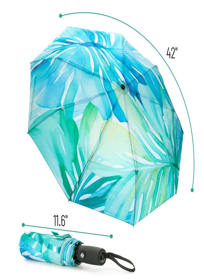 Mr. Pen Blue Monstera Automatic Windproof Travel Umbrella, Compact, Rain Umbrella - Image 2