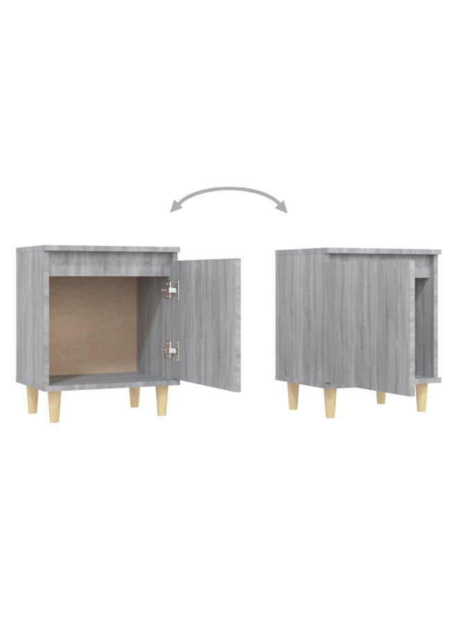 vidaxl Bed Cabinet with Solid Wood Legs Grey Sonoma 40x30x50 cm 813112 - Image 3